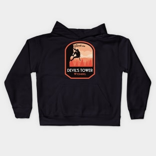 Devils Tower Wyoming Rock Climbing Kids Hoodie